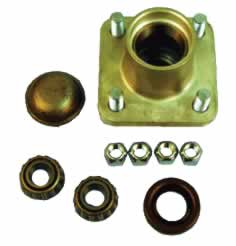 Front Hub Kit, includes 1 aluminum hub, the tapered bearings, lug bolts,races, seal and steel dust cap. Fits 1974-2003 Club Car DS. Fits Driver or Passenger side
