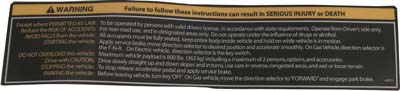 Warning and Instruction Decal for Cup Holder (50504-B25))