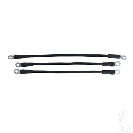 6 Guage Battery Cable Set, Includes one 14" and two 12"  6 Gauge Black Cables For Yamaha Electric G29 (BAT-1020-B25)