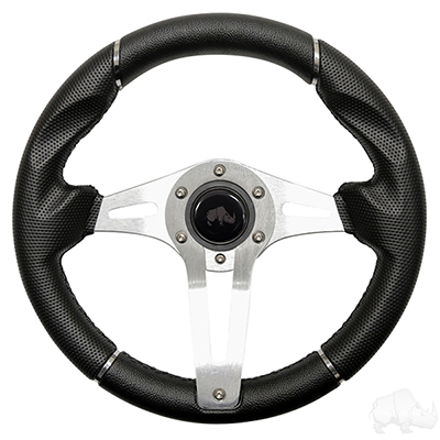 Steering Wheel, Challenger Black Grip/Brushed Aluminum Spokes 13" Diameter