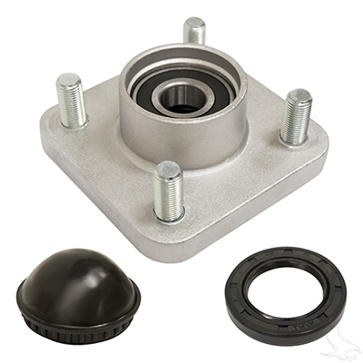 Front Hub Kit, includes one aluminum hub, Bearings, lug bolts, races, seal and dust cap.  Fits Driver or Passenger side  Yamaha G2 thru G29 Including Drive2