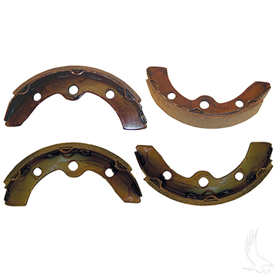 Brake Shoes, SET OF 4, E-Z-Go 1987-1996 Gas & Electric, Also EZGO RXV 2010 & up, Also fits Club Car DS  & Precedent 1995 & Up, Also fits Yamaha G1/G2/G8/G9, ALSO fits Yamaha G29 The Drive 2015 & Up, AND Drive 2