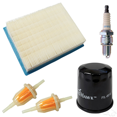 Tune-up Kit, fits Club Car DS 1992 & Up. Includes air filter, spark plug, 2 fuel filters & spin on oil filter (FIL-1101)